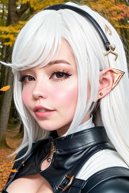 22193-3230332707-white haired woman, pointy ears, fantasy leather gear, autumn forest, falling autumn leaves, high detail, 4k, HDR, Canon EOS R5,.png
